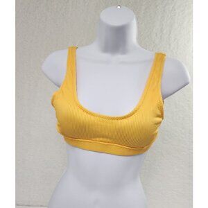 Bikini Top Yellow Tank Swim Side Cutouts Women's Size Small